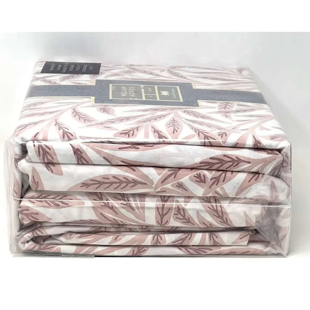 William Morris Original Willow Plaster Pink KING Cotton Percale Sheet Set Leaves